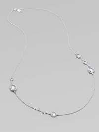 Brilliant, faceted clear quartz stones in various shapes and sizes on a beautiful sterling silver link chain. Clear quartzSterling silverLength, about 33Lobster clasp closureImported Brilliant, faceted clear quartz stones in various shapes and sizes on a beautiful sterling silver link chain. Clear quartzSterling silverLength, about 33Lobster clasp closureImported