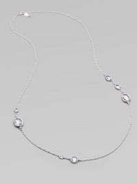 Brilliant, faceted clear quartz stones in various shapes and sizes on a beautiful sterling silver link chain. Clear quartzSterling silverLength, about 33Lobster clasp closureImported 