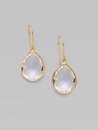 From the Rock Candy Collection. Graceful teardrops of richly faceted clear quartz set in gleaming 18k gold.Clear quartz 18k yellow gold Length, about 1¼ Ear wire Imported From the Rock Candy Collection. Graceful teardrops of richly faceted clear quartz set in gleaming 18k gold.Clear quartz 18k yellow gold Length, about 1¼ Ear wire Imported