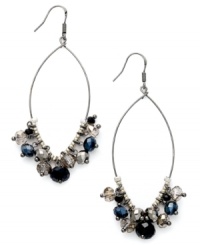 Bejeweled dangles. c.A.K.e. by Ali Khan's long drop earrings are mixed metal with hematite plating and feature glass faceted jet rondelles. Approximate drop: 2-3/4 inches. Bejeweled dangles. c.A.K.e. by Ali Khan's long drop earrings are mixed metal with hematite plating and feature glass faceted jet rondelles. Approximate drop: 2-3/4 inches.