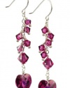 Swarovski Elements Crystal Heart and Bicone with Sterling Silver Earwire Drop Earrings