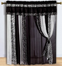 Chezmoi Collection Black and White Micro Fur Zebra with Giraffe Design Window Curtain/Drape Set, with Sheer Backing Chezmoi Collection Black and White Micro Fur Zebra with Giraffe Design Window Curtain/Drape Set, with Sheer Backing