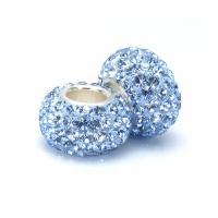 Set of 2 - Bella Fascini Baby Blue Pave Bling Beads - Made with Authentic Swarovski Crystal Elements - Solid Sterling Silver Core Fits Perfectly on Chamilia Moress Pandora and Compatible Brands Set of 2 - Bella Fascini Baby Blue Pave Bling Beads - Made with Authentic Swarovski Crystal Elements - Solid Sterling Silver Core Fits Perfectly on Chamilia Moress Pandora and Compatible Brands