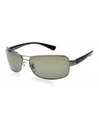 If you are unmistakably cool - or just want to look that way - Ray-Ban has the style for you! Rectangle metal frames in shiny gunmetal are lightweight and durable. Green glass lenses are polarized and 100% UV protective. Put them on and be cool. If you are unmistakably cool - or just want to look that way - Ray-Ban has the style for you! Rectangle metal frames in shiny gunmetal are lightweight and durable. Green glass lenses are polarized and 100% UV protective. Put them on and be cool.
