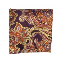 100% Silk Woven Eggplant Sprouting Paisley Pocket Square 100% Silk Woven Eggplant Sprouting Paisley Pocket Square