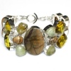 Picture Jasper Multi Gemstone Silver Bracelet