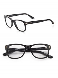 A sophisticated set of acetate frames with clear, easily replaced lenses. Wear the glasses as a simple accessory or replace the lenses with your own prescription. Replaceable optical lenses include permanent logo accent Metal T temple detail Made in Italy A sophisticated set of acetate frames with clear, easily replaced lenses. Wear the glasses as a simple accessory or replace the lenses with your own prescription. Replaceable optical lenses include permanent logo accent Metal T temple detail Made in Italy