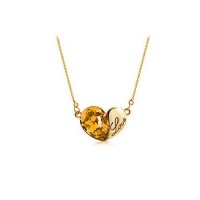 Gold Tone Gold Swarovski Style Crystal Heart Love Pendant Necklace Gold Tone Gold Swarovski Style Crystal Heart Love Pendant Necklace