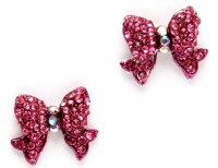 Adorable Ribbon Bow Princess Stud Earrings with Sparkling Pink and AB Austrian Crystals Adorable Ribbon Bow Princess Stud Earrings with Sparkling Pink and AB Austrian Crystals