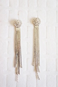 Diamond Silver Long Fringe Drop Earrings