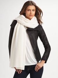 Jet-set in style with this over-sized indulgent piece. Cashmere About 81 X 36 Dry clean or hand wash Imported Jet-set in style with this over-sized indulgent piece. Cashmere About 81 X 36 Dry clean or hand wash Imported