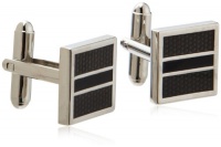 Geoffrey Beene Mens Polished Rhodium Square With Dark Grey Epoxy Center Stripe Cufflinks Geoffrey Beene Mens Polished Rhodium Square With Dark Grey Epoxy Center Stripe Cufflinks