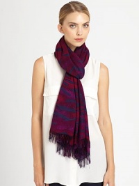 A hand-printed, bold tiger print on a lightweight scarf with allover fringe trim.Viscose40 X 78Hand washImported A hand-printed, bold tiger print on a lightweight scarf with allover fringe trim.Viscose40 X 78Hand washImported