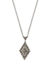 Diamond designs that dazzle. Judith Jack's cubic zirconia (1/2 ct. t.w.) and marcasite (1/2 ct. t.w.) pendant adds diamond-shaped delicacy to your evening looks. Crafted in sterling silver. Approximate length: 16 inches. Approximate drop: 1-1/4 inches. Diamond designs that dazzle. Judith Jack's cubic zirconia (1/2 ct. t.w.) and marcasite (1/2 ct. t.w.) pendant adds diamond-shaped delicacy to your evening looks. Crafted in sterling silver. Approximate length: 16 inches. Approximate drop: 1-1/4 inches.