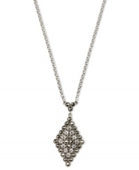 Diamond designs that dazzle. Judith Jack's cubic zirconia (1/2 ct. t.w.) and marcasite (1/2 ct. t.w.) pendant adds diamond-shaped delicacy to your evening looks. Crafted in sterling silver. Approximate length: 16 inches. Approximate drop: 1-1/4 inches.