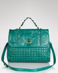 Chances are good that you're going to fall hard for the edgy look and perfect proportions of this Rebecca Minkoff satchel, crafted of leather. Chances are good that you're going to fall hard for the edgy look and perfect proportions of this Rebecca Minkoff satchel, crafted of leather.