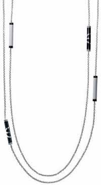 Emporio Armani EGS1235 Women's Stainless Steel Black and White Enamel Beed Necklace Jewelry Emporio Armani EGS1235 Women's Stainless Steel Black and White Enamel Beed Necklace Jewelry