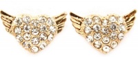 Gorgeous Gold Plated Flying Heart Angel Wings Stud Earrings with Sparkling Clear Crystals Gorgeous Gold Plated Flying Heart Angel Wings Stud Earrings with Sparkling Clear Crystals