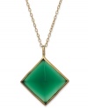 A pyramid with panache. Studio Silver's necklace, crafted from 18k gold over sterling silver, features a green agate (11-1/3 ct. t.w.) pendant for a look that's truly fashion-forward. Approximate length: 18 inches. Approximate drop: 1 inch.