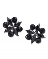 Nothing says simple sophistication more than a pair of stud earrings. This lovely design by Carolee features unique round-cut and marquise-cut jet glass stones. Crafted in hematite-plated mixed metal. Surgical steel posts. Approximate diameter: 5/8 inch. Nothing says simple sophistication more than a pair of stud earrings. This lovely design by Carolee features unique round-cut and marquise-cut jet glass stones. Crafted in hematite-plated mixed metal. Surgical steel posts. Approximate diameter: 5/8 inch.