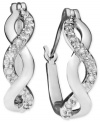 Luxurious swirls of diamond and silver are a perfect addition to your earlobes. These hoop earrings feature smooth sterling silver and round-cut diamond (1/10 ct. t.w.). Approximate diameter: 1/4 inch.