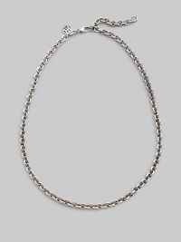 Simple and sophisticated, a bold chain of sterling silver with a signature tag at the clasp. Sterling silver Length, about 20 Lobster clasp Made in Bali