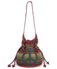 Peace out with this mod must-have by The Sak that celebrates a blast from the past. Groovy peace sign and colorful stripes adorn the outside, while the pocket-lined interior has room for all your modern day must-haves. Peace out with this mod must-have by The Sak that celebrates a blast from the past. Groovy peace sign and colorful stripes adorn the outside, while the pocket-lined interior has room for all your modern day must-haves.