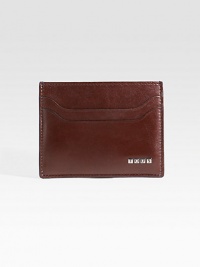 EXCLUSIVELY AT SAKS. A sophisticated option to the bulky wallet, designed in smooth leather with metal logo detail. Top-loading currency pocket Two card slots 4 X 3 Made in Italy EXCLUSIVELY AT SAKS. A sophisticated option to the bulky wallet, designed in smooth leather with metal logo detail. Top-loading currency pocket Two card slots 4 X 3 Made in Italy