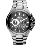 Monochromatic cool in a classic sport chronograph watch, by AX Armani Exchange. Monochromatic cool in a classic sport chronograph watch, by AX Armani Exchange.