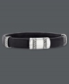 Rugged sophistication. Genuine black crocodile skin combines with braided sterling silver to create the ultimate men's accessory. Approximate length: 8-1/2 inches. Approximate width: 3/8 inch.