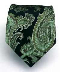 100% Silk Woven Black and Green Paisley Tie 100% Silk Woven Black and Green Paisley Tie
