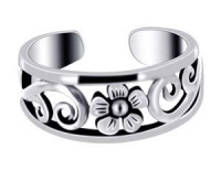 LWTS032 Sterling Silver Polish Finish 6mm Flower Toe Ring LWTS032 Sterling Silver Polish Finish 6mm Flower Toe Ring