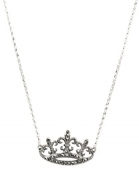 Treat yourself to a little royalty-inspired style. Judith Jack's symbolic and stylish Fleur De Lis Crown pendant glitters with the addition of glittering marcasite. Set in sterling silver. Approximate length: 16 inches. Approximate drop: 5/8 inch. Treat yourself to a little royalty-inspired style. Judith Jack's symbolic and stylish Fleur De Lis Crown pendant glitters with the addition of glittering marcasite. Set in sterling silver. Approximate length: 16 inches. Approximate drop: 5/8 inch.