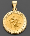Keep your faith close to your heart. This detailed St. Christopher Medal pendant and matching chain is set in 14k gold. Approximate length: 1 inch. Chain not included.