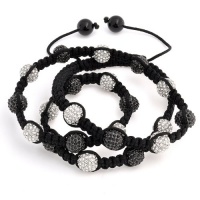 Bling Jewelry Shamballa Inspired Necklace Triple Wrap Bracelet Clear Black Crystal Bling Jewelry Shamballa Inspired Necklace Triple Wrap Bracelet Clear Black Crystal