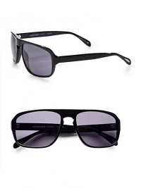 Retro-inspired and featuring a keyhole bridge, the sophisticated styling of this frame creates a polished look. Available in black with grey solid polar lens.Acetate frames100% UV ProtectionImported Retro-inspired and featuring a keyhole bridge, the sophisticated styling of this frame creates a polished look. Available in black with grey solid polar lens.Acetate frames100% UV ProtectionImported