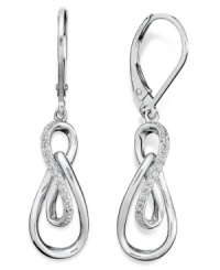 Update your style with exquisite drops. Crafted in sterling silver, these swirling earrings are accented by sparkling diamonds. Approximate drop: 3/4 inch. Update your style with exquisite drops. Crafted in sterling silver, these swirling earrings are accented by sparkling diamonds. Approximate drop: 3/4 inch.
