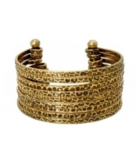 The perfect cuff for cocktail hour. Dress up your look in this chic, BCBGeneration style. Nine rows of antique gold tone mixed metal feature an intricate, textured surface and open cuff design that slips easily over the wrist. Approximate diameter: 1-1/2 inches. The perfect cuff for cocktail hour. Dress up your look in this chic, BCBGeneration style. Nine rows of antique gold tone mixed metal feature an intricate, textured surface and open cuff design that slips easily over the wrist. Approximate diameter: 1-1/2 inches.