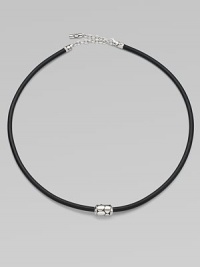 A single strand of rubber is accented with a sterling silver barrel bead.From the Kali CollectionSilverRubberAdjustable, 22 to 24Lobster claspImported A single strand of rubber is accented with a sterling silver barrel bead.From the Kali CollectionSilverRubberAdjustable, 22 to 24Lobster claspImported