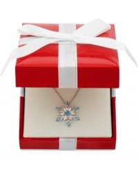 Capture the beauty of winter's first snowfall. Kaleidoscope's exquisite pendant features square and marquise-cut blue and clear crystals with Swarovski Elements. Set in sterling silver. Approximate length: 18 inches. Approximate drop: 1 inch.