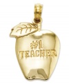 Give her an apple that will last forever, this pretty #1 Teacher charm makes the perfect gift to leave on her desk. Crafted in 14k gold. Chain not included. Approximate length: 9/10 inch. Approximate width: 2/3 inch.