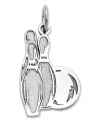 The perfect strike! This cute charm features three bowling pins and a bowling ball, all in polished and textured 14k white gold. Chain not included. Approximate length: 9/10 inch. Approximate width: 1/2 inch.