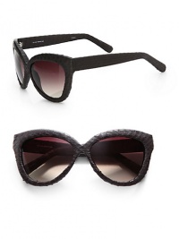 An ultra-textural design in a retro style. Available in aubergine with brown lens. Snakeskin covered temples100% UV protectionImported An ultra-textural design in a retro style. Available in aubergine with brown lens. Snakeskin covered temples100% UV protectionImported