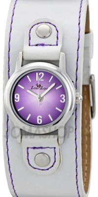 Zou Zou Purple Dial White Faux Leather Cuff with Purple Stitching Strap Ladies Watch ZRT6002 Zou Zou Purple Dial White Faux Leather Cuff with Purple Stitching Strap Ladies Watch ZRT6002