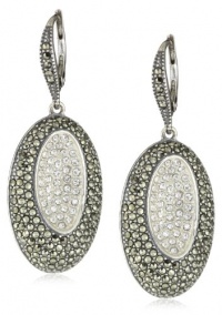 Judith Jack Impact Silver Sterling Silver, Marcasite and Crystal Oval Drop Earrings Judith Jack Impact Silver Sterling Silver, Marcasite and Crystal Oval Drop Earrings