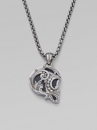 From the No Regrets Collection. It's shaped like a skull in profile, but this pendant is graceful rather than ghoulish, with swirls and curves of sterling silver and inlays of black onyx.Black onyx Sterling silver Necklace length, about 24 Pendant length, about 1 each Lobster clasp Imported From the No Regrets Collection. It's shaped like a skull in profile, but this pendant is graceful rather than ghoulish, with swirls and curves of sterling silver and inlays of black onyx.Black onyx Sterling silver Necklace length, about 24 Pendant length, about 1 each Lobster clasp Imported