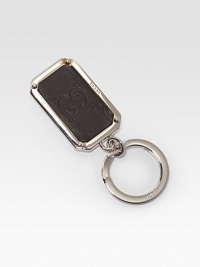 Guccissima leather with silver palladium hardware.Metal frame ornament with screws and engraved Gucci detailSplit ring1.2W x 3.3HMade in Italy