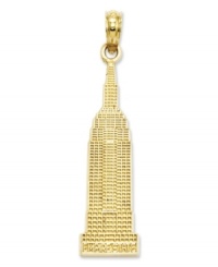 One of New York City's most iconic buildings now shimmers upon your neck or wrist! This Empire State Building charm is intricately crafted of 14k gold. Chain not included. Approximate drop length: 1-1/4 inches. Approximate drop width: 3/10 inch. One of New York City's most iconic buildings now shimmers upon your neck or wrist! This Empire State Building charm is intricately crafted of 14k gold. Chain not included. Approximate drop length: 1-1/4 inches. Approximate drop width: 3/10 inch.