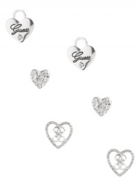 GUESS Three-Pair Heart Stud Earring Set, SILVER GUESS Three-Pair Heart Stud Earring Set, SILVER