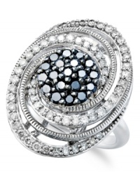 Swirling sophistication. Wrapped in Love's™ sterling silver ring is adorned with single- and full-cut white diamonds (1/2 ct. t.w.) and black diamonds (1/2 ct. t.w.) for a look that's visually stunning. Size 7. Swirling sophistication. Wrapped in Love's™ sterling silver ring is adorned with single- and full-cut white diamonds (1/2 ct. t.w.) and black diamonds (1/2 ct. t.w.) for a look that's visually stunning. Size 7.